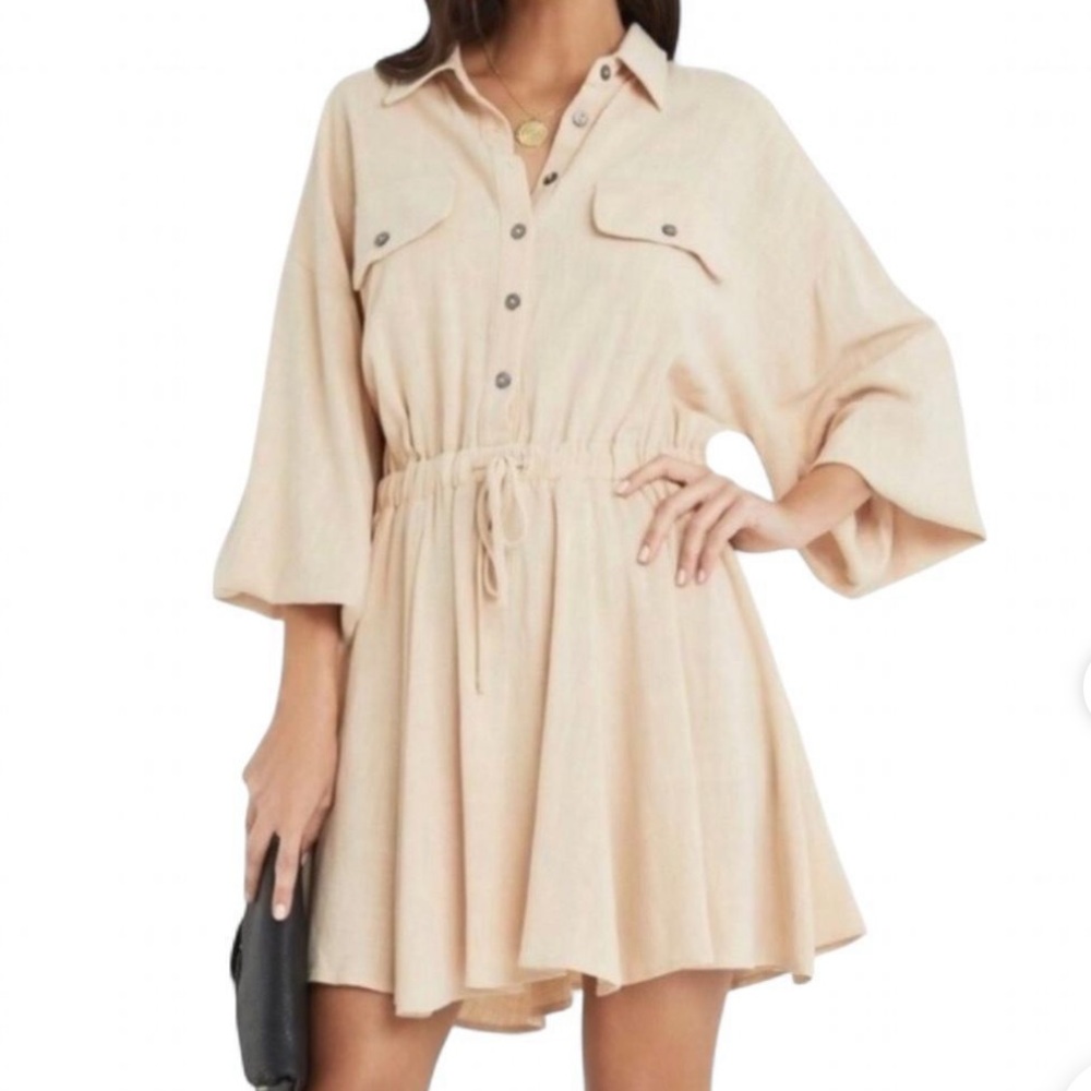 VICI Women's Tan button down  Dress
